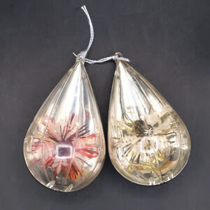 Jewel Brite Teardrop Snowflake Ornaments Diorama Plastic Christmas Vintage